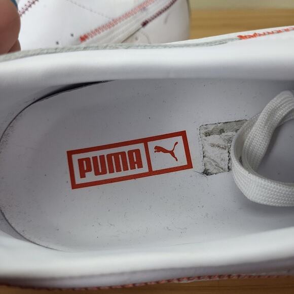Puma Mens Clyde Zigzag 375888-01 White Leather Lace Up Sneaker Shoes Size 14 - Picture 7 of 8